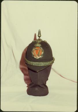 Closeup of Royal Irish Constabulary helmet