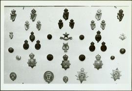 Close-up of badges of the Royal Irish Constabulary, Belfast Harbour Police and the Royal Irish Ra...