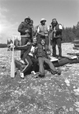Iona Campagnolo and rafting team poses for group portrait during Kitimat Delta King Days raft rac...