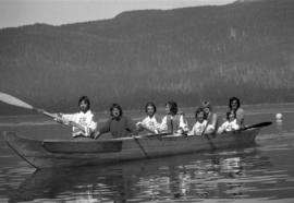 Iona Campagnolo with Grizzlies canoe team near Kitimat