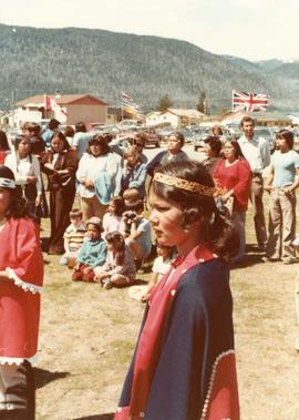 Young ceremonial dancer at opening of Haisla Recreation Centre in Kitamaat Village