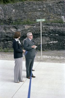 Iona Campagnolo and Joe Scott at opening ceremony for Scott Road Highway opening in Prince Rupert