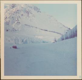 Bulldozer in Snow along Highway 16 and the Skeena, ca. 1976