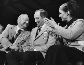Iona Campagnolo, Pierre Trudeau, and Alex Matheson at opening of Canada Winter Games in Brandon M...