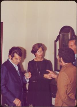 Ministry of Sport Tour - Minister Iona Campagnolo and three unidentified men stand talking