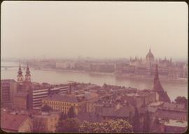 View of Budapest and the Danube River from high elevation