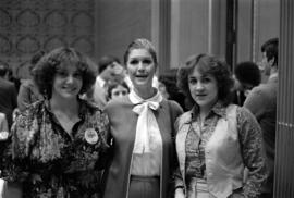 Iona Campagnolo with Colleen Reguisit and Roselyn Wolos, possibly at a Young Liberals Forum