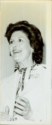 Close view of Minister Iona Campagnolo speaking, ca. 1978
