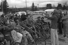 Iona Campagnolo cutting ribbon at children’s bicycle race in Terrace