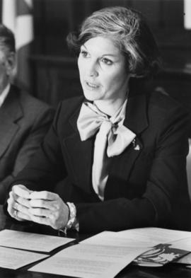 Iona Campagnolo speaking at a meeting in a Liberal promotional photograph