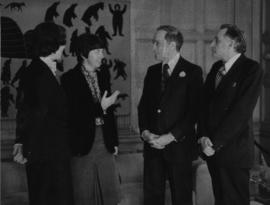 Iona Campagnolo with Nancy Green Raine, Pierre Trudeau and senator