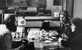 Iona Campagnolo at radio interview with Murray Hanna and woman