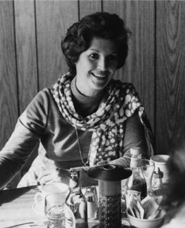 Iona Campagnolo at a restaurant table
