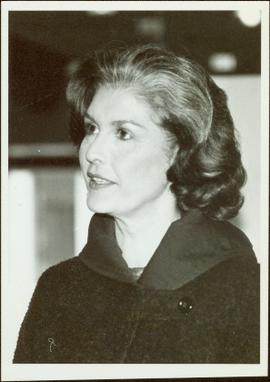 Close view of Iona Campagnolo speaking during presidency campaign, November 1982