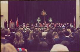 Honourary Doctor of Laws, Brock University - Iona Campagnolo speaking at podium on stage in distance