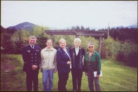 Lieutenant Governor Iona Campagnolo standing outside in group of five at Mission, BC