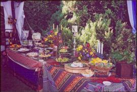 Two elaborate table settings at Countess Aline Dobrzensky’s Garden party