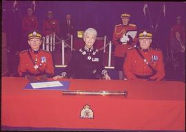 Lieutenant Governor Iona Campagnolo overseeing the RCMP Change of Command at Vancouver, BC