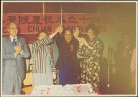 Iona Campagnolo and others clap at the cake cutting, 14th Anniversary of the Tai-Chi Chuan Associ...