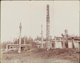 Totem poles at deserted village on Queen Charlotte Islands, BC