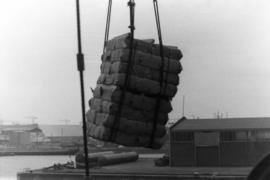 Packaged asbestos in a harbour sling