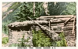 Postcard of Cassiar's christmas tree house