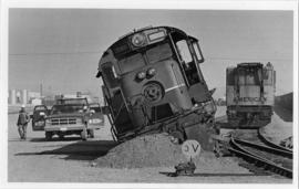 British Columbia Railroad Engine Number 586 derailed