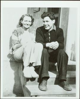 Ray and Gladys Williston sitting on steps