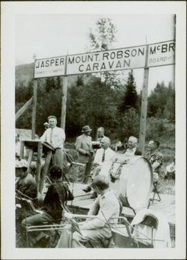Ray Williston speaking at Mount Robson Park rally