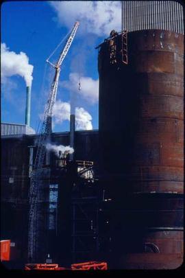Original Construction - Crane erecting new blow tank at B-mill