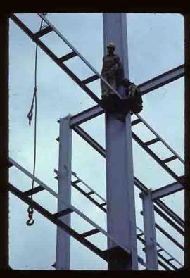 Pulpmill - Expansion Project - Two steel workers erecting steel structure
