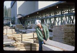 Prince George (P.G.) Sawmill - General - Checking stacked lumber
