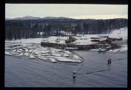 Woods Division - Lake Operations - Log dewatering site at Michelle Bay in winter