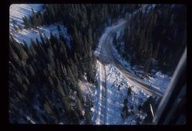 Woods Division - Roads - Aerial of unidentified road in winter
