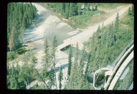 Woods Division - Bridges - Aerial of unidentified bridge along dirt road