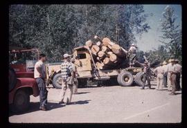 Woods Division - Misc. Equipment & Shows - Log truck load spilled