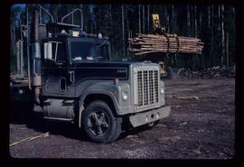 Woods Division - Letourneaus - Carrying load of logs to log deck