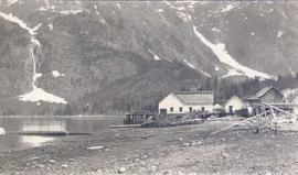 View of cannery buildings from the shoreline
