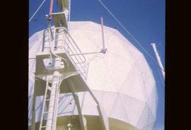 A large dome-like structure aboard the weather ship