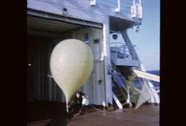 A weather balloon being prepared for flight