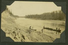 Canoes and survey crew on Parsnip River