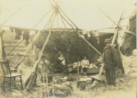 First Nations family at camp on Moberly Lake