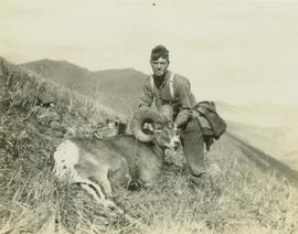Pete Callao holding the head of ram taken by Harry Snyder