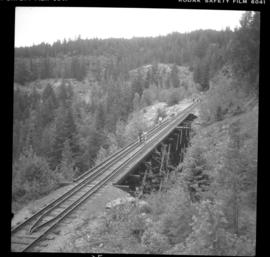 Trestle bridge on CPR Kettle Valley Railway in Myra Canyon