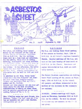 The Asbestos Sheet Sept. 1959