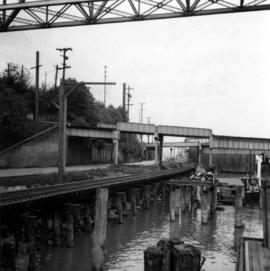 Road and rail bridges at New Westminster, BC