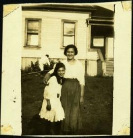 Young Virginia & Violet Taylor in Front Yard