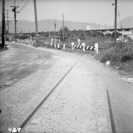 Former tram tracks in Vancouver, BC
