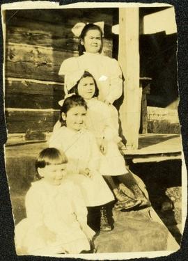 Four Oldest Taylor Children Sitting on Steps