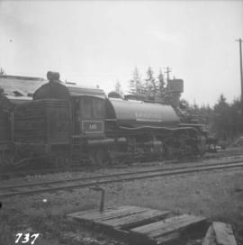 Locomotives at Rayonier Railroad camp in Washington